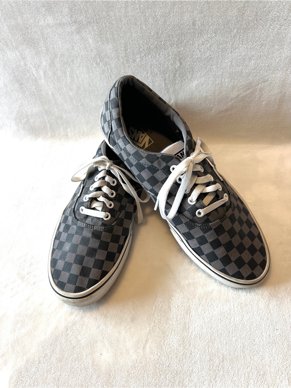 Vans Men’s Checkerboard Low-Top Sneakers in Black and Gray